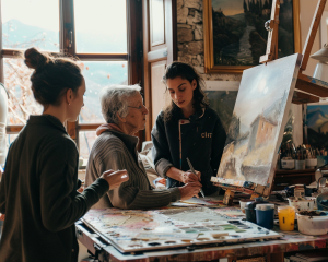 Atelier d'art-thérapie en cours avec des participants en Italie