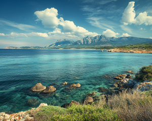 Paysage préservé de Sardaigne avec mer et montagnes